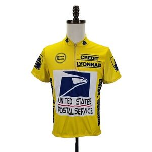 Tour de France Cycling Yellow Jersey Size M US Postal Service Credit Lyonnais